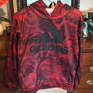 Adidas Boys Size Large 14/16 Black and Red Hoodie
